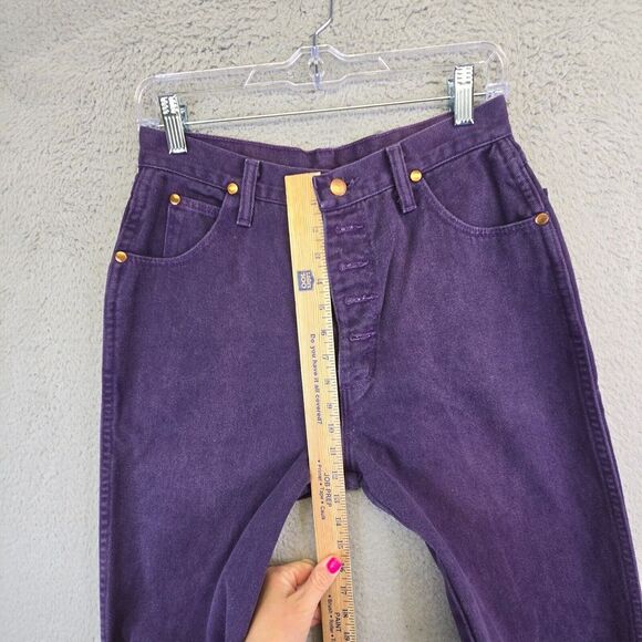 Vintage Wrangler Jeans Womens 12x36 Purple Button‎ Fly Tall Rodeo Cowgirl USA - Picture 10 of 15